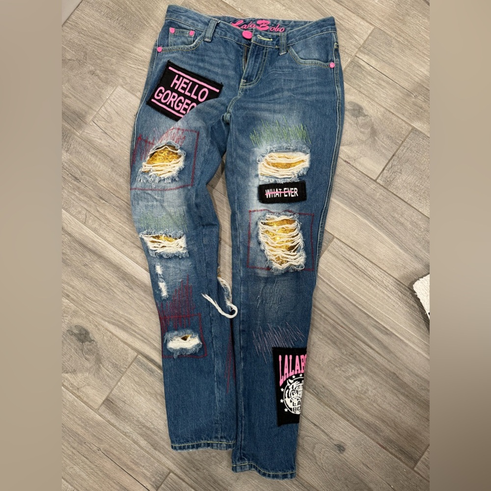 Lala Bobo Sparkle the Youth Embellished Vintage Jeans